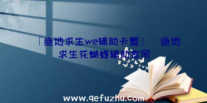 「绝地求生we辅助卡盟」|绝地求生花蝴蝶辅助官网